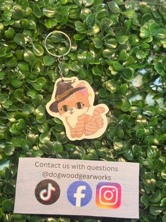 Witchy kitty keychain
