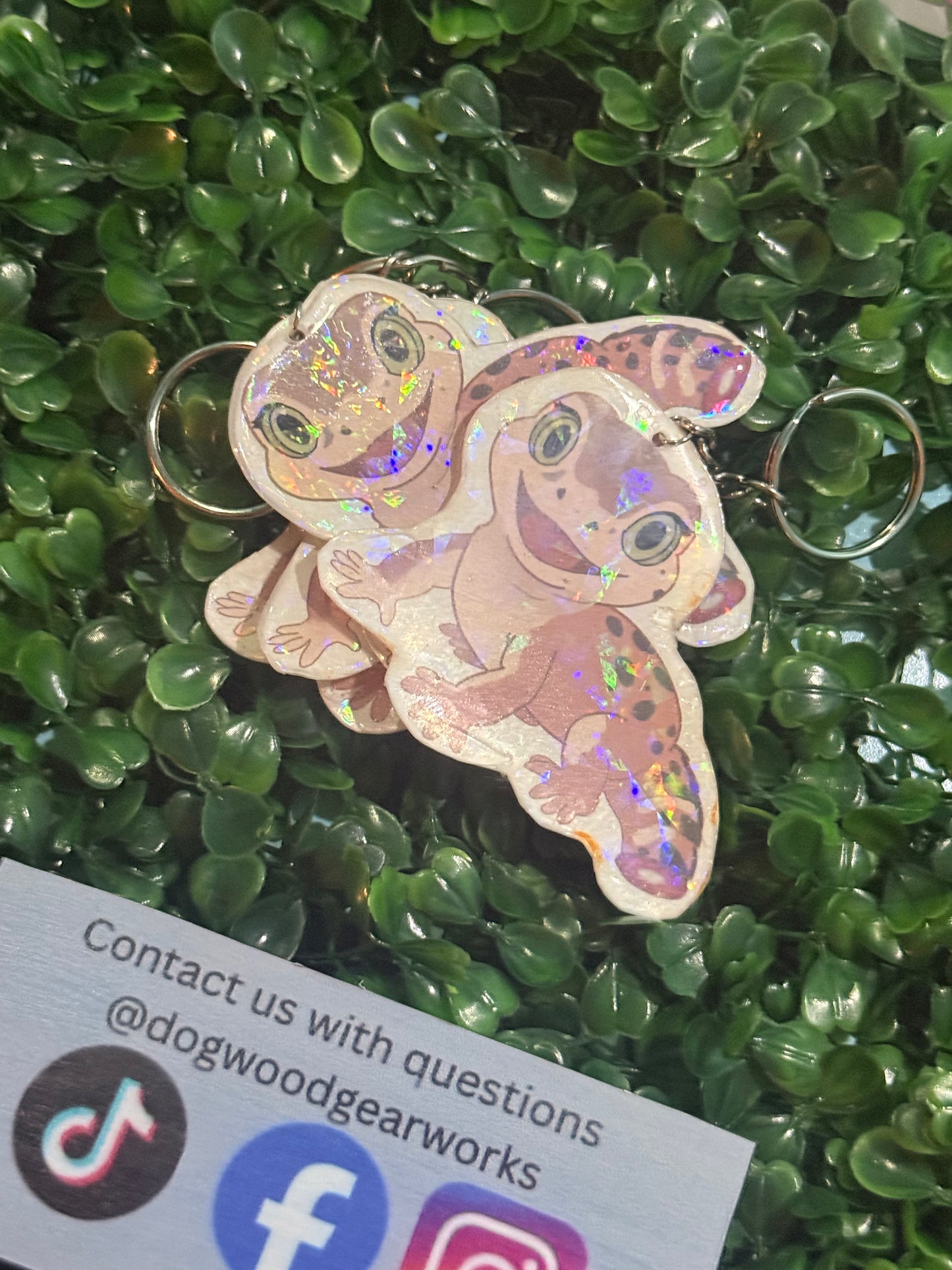 Holographic Gecko keychain