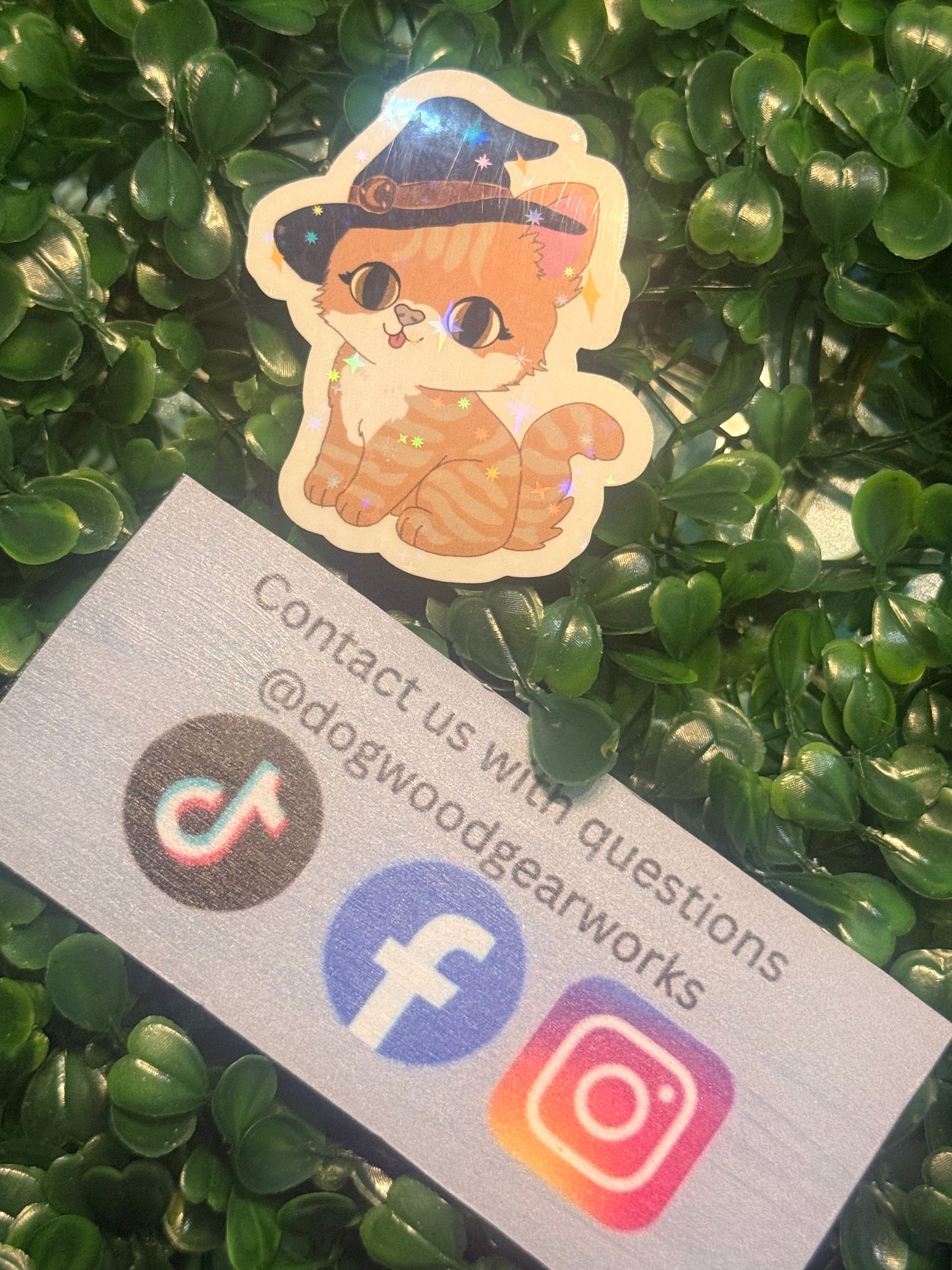 Witchy kitty- holographic sticker